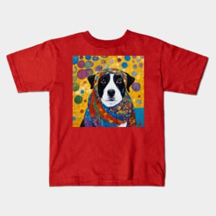 Gustav Klimt Style Dog with Colorful Scarf Kids T-Shirt